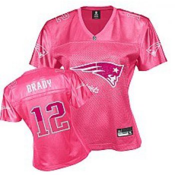 New England Patriots #12 Tom Brady Pink Fem Fan Womens Jersey