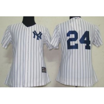 New York Yankees #24 Cano White With Black Pinstripe Womens Jersey