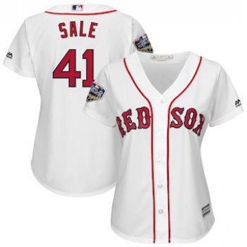 Women's Boston Red Sox 41 Chris Sale Majestic White 2018 World Series Cool Base Player Jersey