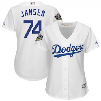 Women's Los Angeles Dodgers 74 Kenley Jansen Majestic White 2018 World Series Jersey