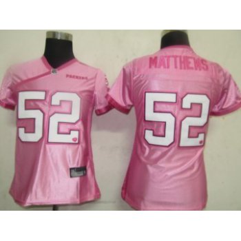 Green Bay Packers #52 Matthews Pink Womens Jersey