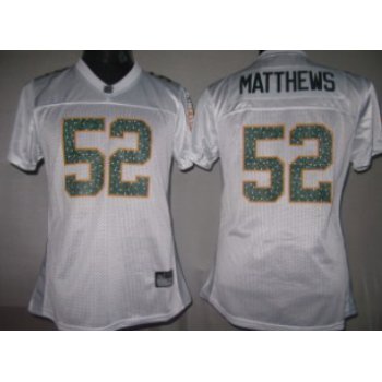 Green Bay Packers #52 Matthews White Womens Sweetheart Jersey