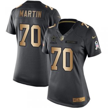 Nike Cowboys #70 Zack Martin Black Women's Stitched NFL Limited Gold Salute to Service Jersey