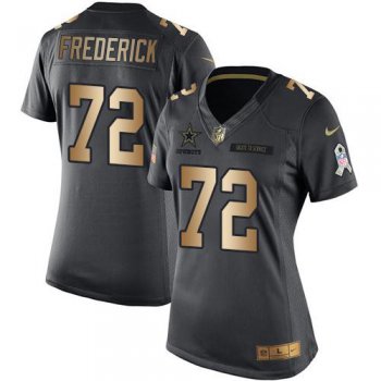 Nike Cowboys #72 Travis Frederick Black Women's Stitched NFL Limited Gold Salute to Service Jersey