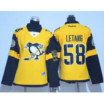 Penguins #58 Kris Letang Gold 2017 Stadium Series Women's Stitched NHL Jersey
