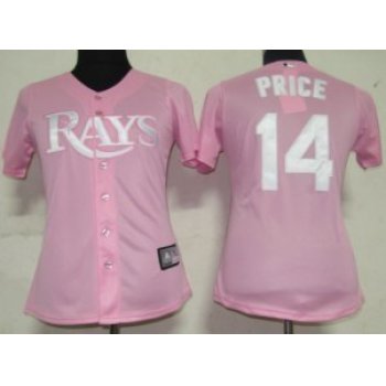 Tampa Bay Rays #14 Price Pink With White Womens Jersey