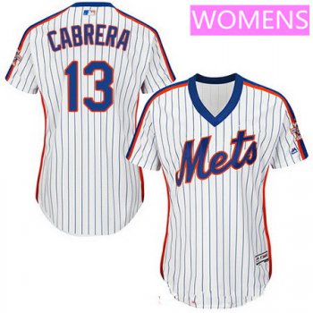 Women's New York Mets #13 Asdrubal Cabrera White Pullover Stitched MLB Majestic Cool Base Jersey
