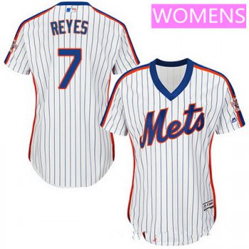 Women's New York Mets #7 Jose Reyes White Pullover Stitched MLB Majestic Cool Base Jersey