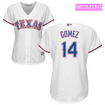 Women's Texas Rangers #14 Carlos Gomez White Home Stitched MLB Majestic Cool Base Jersey