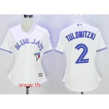 Women's Toronto Blue Jays #2 Troy Tulowitzki White Home Stitched MLB Majestic Cool Base Jersey