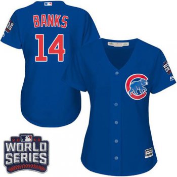 Cubs #14 Ernie Banks Blue Alternate 2016 World Series Bound Women's Stitched MLB Jersey