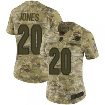 Nike Dolphins #20 Reshad Jones Camo Women's Stitched NFL Limited 2018 Salute to Service Jersey