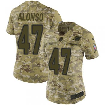 Nike Dolphins #47 Kiko Alonso Camo Women's Stitched NFL Limited 2018 Salute to Service Jersey