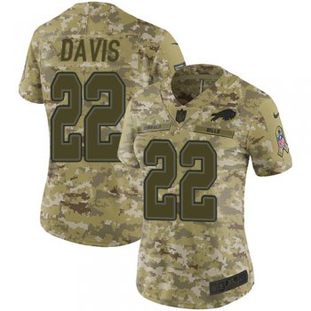 Nike Bills #22 Vontae Davis Camo Women's Stitched NFL Limited 2018 Salute to Service Jersey