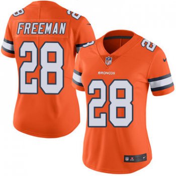 Nike Broncos #28 Royce Freeman Orange Women's Stitched NFL Limited Rush Jersey