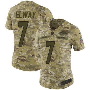 Nike Broncos #7 John Elway Camo Women's Stitched NFL Limited 2018 Salute to Service Jersey