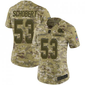Nike Browns #53 Joe Schobert Camo Women's Stitched NFL Limited 2018 Salute to Service Jersey