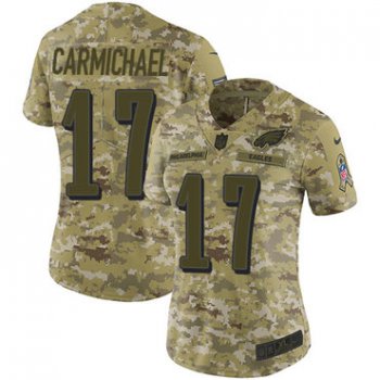 Nike Eagles #17 Harold Carmichael Camo Women's Stitched NFL Limited 2018 Salute to Service Jersey