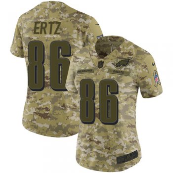 Nike Eagles #86 Zach Ertz Camo Women's Stitched NFL Limited 2018 Salute to Service Jersey