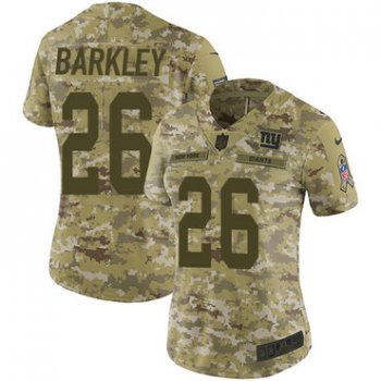 Nike Giants #26 Saquon Barkley Camo Women's Stitched NFL Limited 2018 Salute to Service Jersey