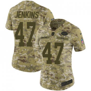 Nike Jets #47 Jordan Jenkins Camo Women's Stitched NFL Limited 2018 Salute to Service Jersey