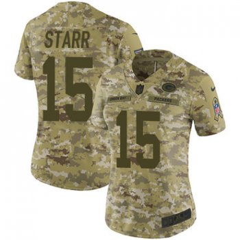 Nike Packers #15 Bart Starr Camo Women's Stitched NFL Limited 2018 Salute to Service Jersey
