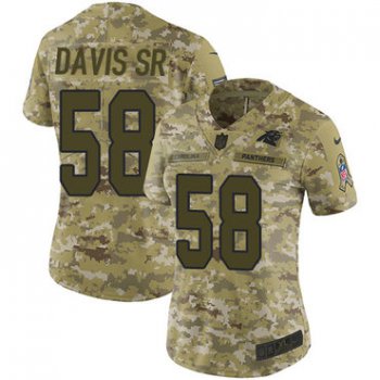 Nike Panthers #58 Thomas Davis Sr Camo Women's Stitched NFL Limited 2018 Salute to Service Jersey