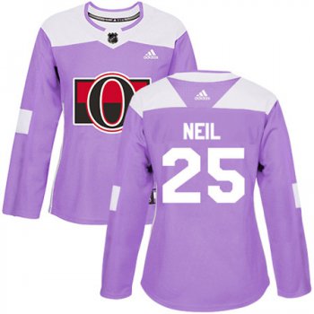 Adidas Senators #25 Chris Neil Purple Authentic Fights Cancer Women's Stitched NHL Jersey