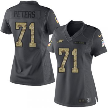 Women's Philadelphia Eagles #71 Jason Peters Black Anthracite 2016 Salute To Service Stitched NFL Nike Limited Jersey