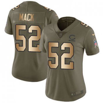 Nike Bears #52 Khalil Mack Olive Gold Women's Stitched NFL Limited 2017 Salute to Service Jersey