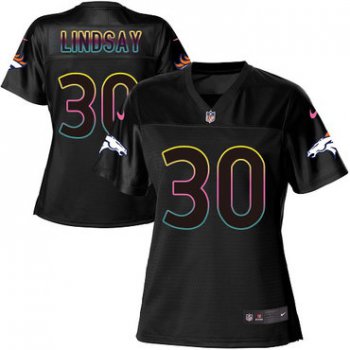 Nike Denver Broncos #30 Phillip Lindsay Black Women's NFL Fashion Game Jersey