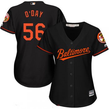 Women's Baltimore Orioles #56 Darren O'Day Black Stitched MLB Majestic Cool Base Jersey