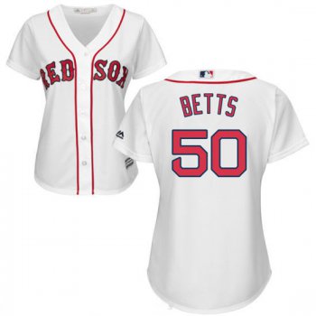 Women's Boston Red Sox #50 Mookie Betts White Home Stitched MLB Majestic Cool Base Jersey