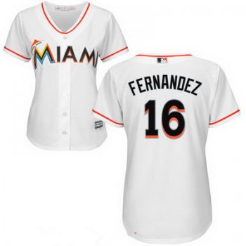Women's Miami Marlins #16 Jose Fernandez White Home Stitched MLB Majestic Cool Base Jersey