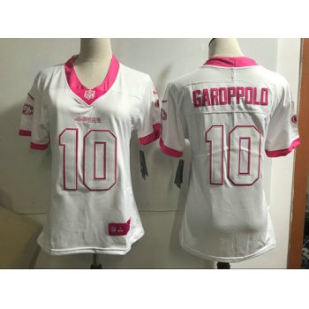 Women's Nike San Francisco 49ers #10 Jimmy Garoppolo White Pink NFL Limited Rush Fashion Jersey