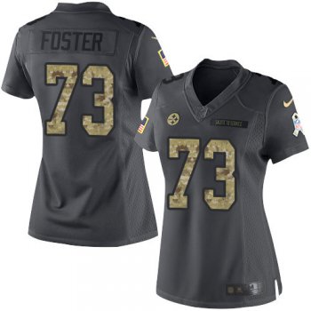 Women's Pittsburgh Steelers #73 Ramon Foster Black Anthracite 2016 Salute To Service Stitched NFL Nike Limited Jersey