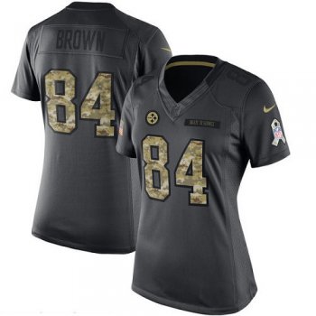 Women's Pittsburgh Steelers #84 Antonio Brown Black Anthracite 2016 Salute To Service Stitched NFL Nike Limited Jersey