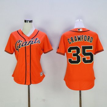 Women's San Francisco Giants #35 Brandon Crawford Orange Cool Base Stitched MLB Jersey