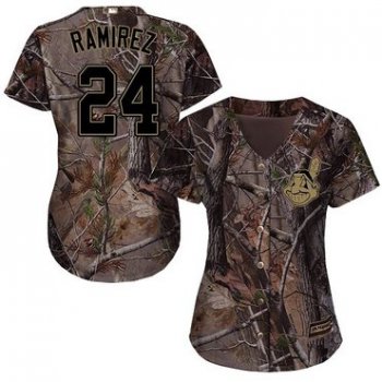 Cleveland Indians #24 Manny Ramirez Camo Realtree Collection Cool Base Women's Stitched Baseball Jersey