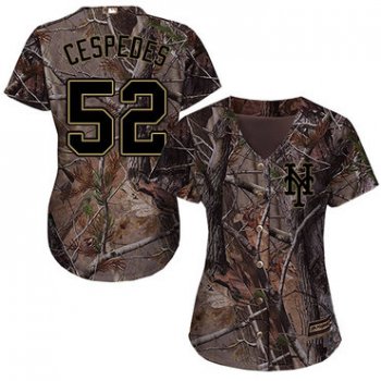 New York Mets #52 Yoenis Cespedes Camo Realtree Collection Cool Base Women's Stitched Baseball Jersey
