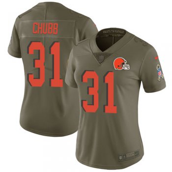 Nike Cleveland Browns #31 Nick Chubb Olive Women's Stitched NFL Limited 2017 Salute to Service Jersey