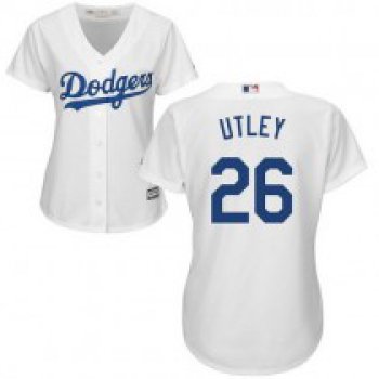 Womens Majestic Los Angeles Dodgers #26 Chase Utley Replica White Home Cool Base Mlb Jersey