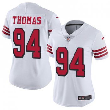 Women's Nike San Francisco 49ers #94 Solomon Thomas White Rush Stitched NFL Vapor Untouchable Limited Jersey