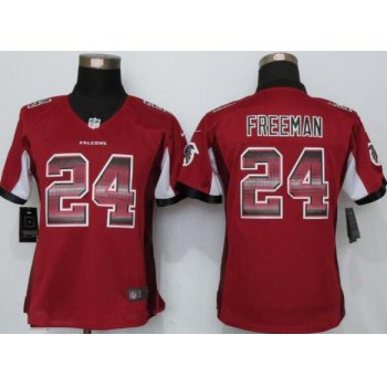 Women's Atlanta Falcons #24 Devonta Freeman Red Stitched NFL 2015 Nike Strobe Fashion Jersey