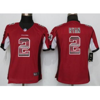 Women's Atlanta Falcons #2 Matt Ryan Red Stitched NFL 2015 Nike Strobe Fashion Jersey