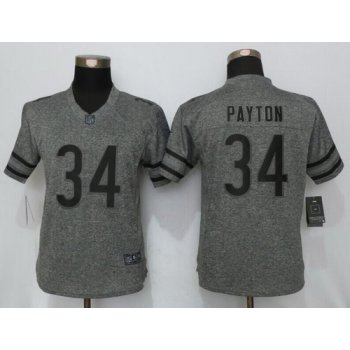 Women's Chicago Bears #34 Walter Payton Retired Gray Gridiron Stitched NFL Nike Limited Jersey
