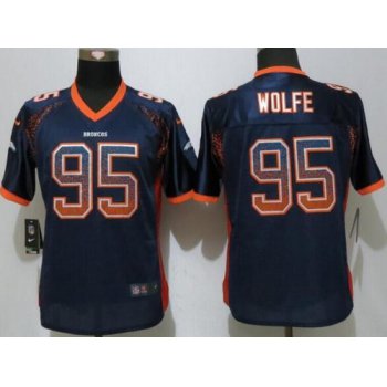 Women's Denver Broncos #95 Derek Wolfe Navy Blue Drift Fashion NFL Nike Jersey