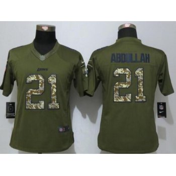 Women's Detroit Lions #21 Ameer Abdullah Green Salute to Service NFL Nike Limited Jersey