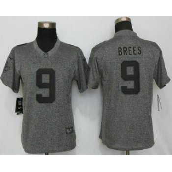 Women's New Orleans Saints #9 Drew Brees Nike Gray Gridiron NFL Gray Limited Jersey