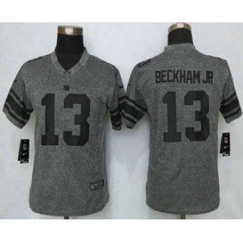 Women's New York Giants #13 Odell Beckham Jr Nike Gray Gridiron NFL Gray Limited Jersey